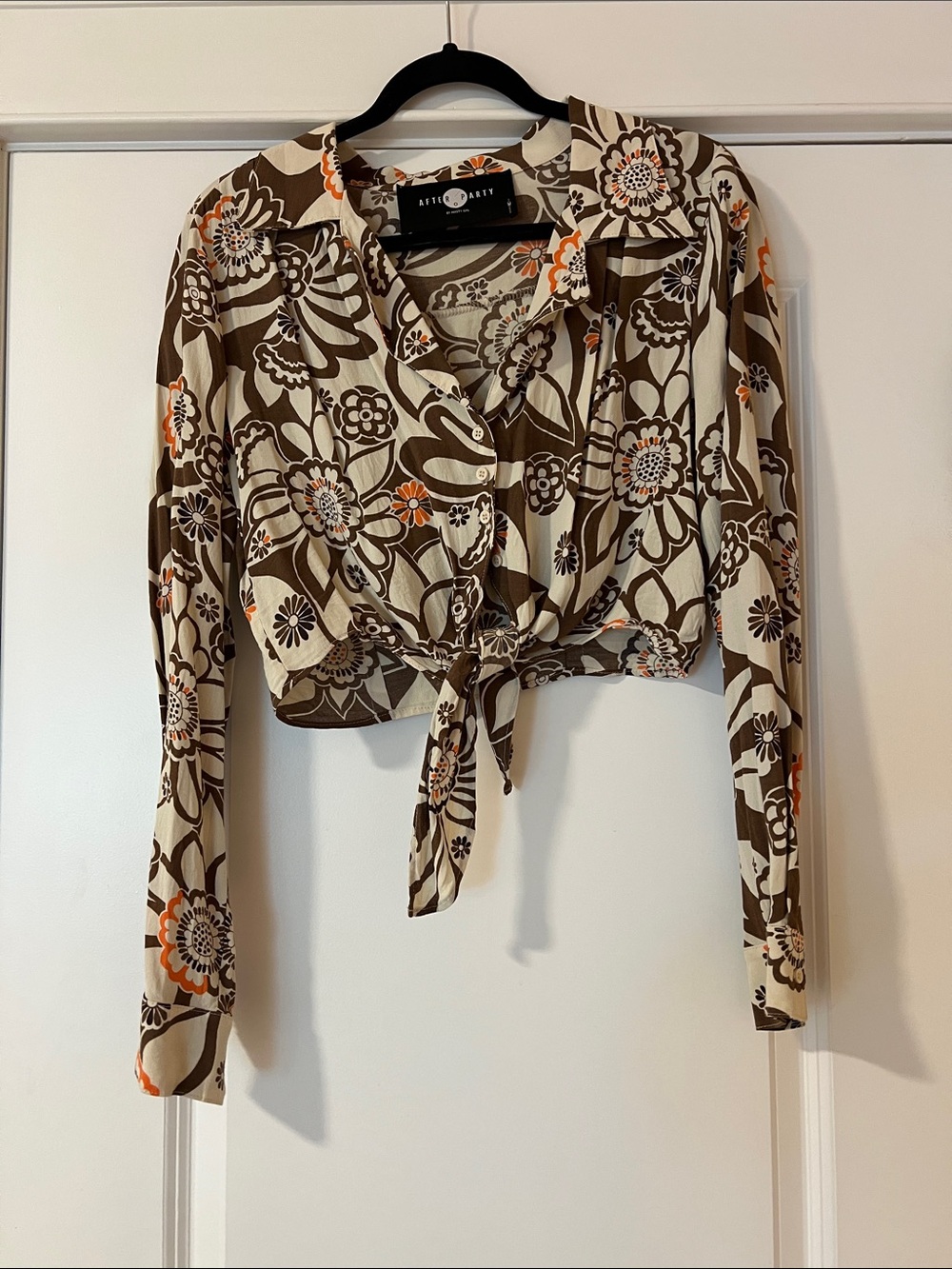 Nasty Gal After Party Retro Floral Crop Shirt